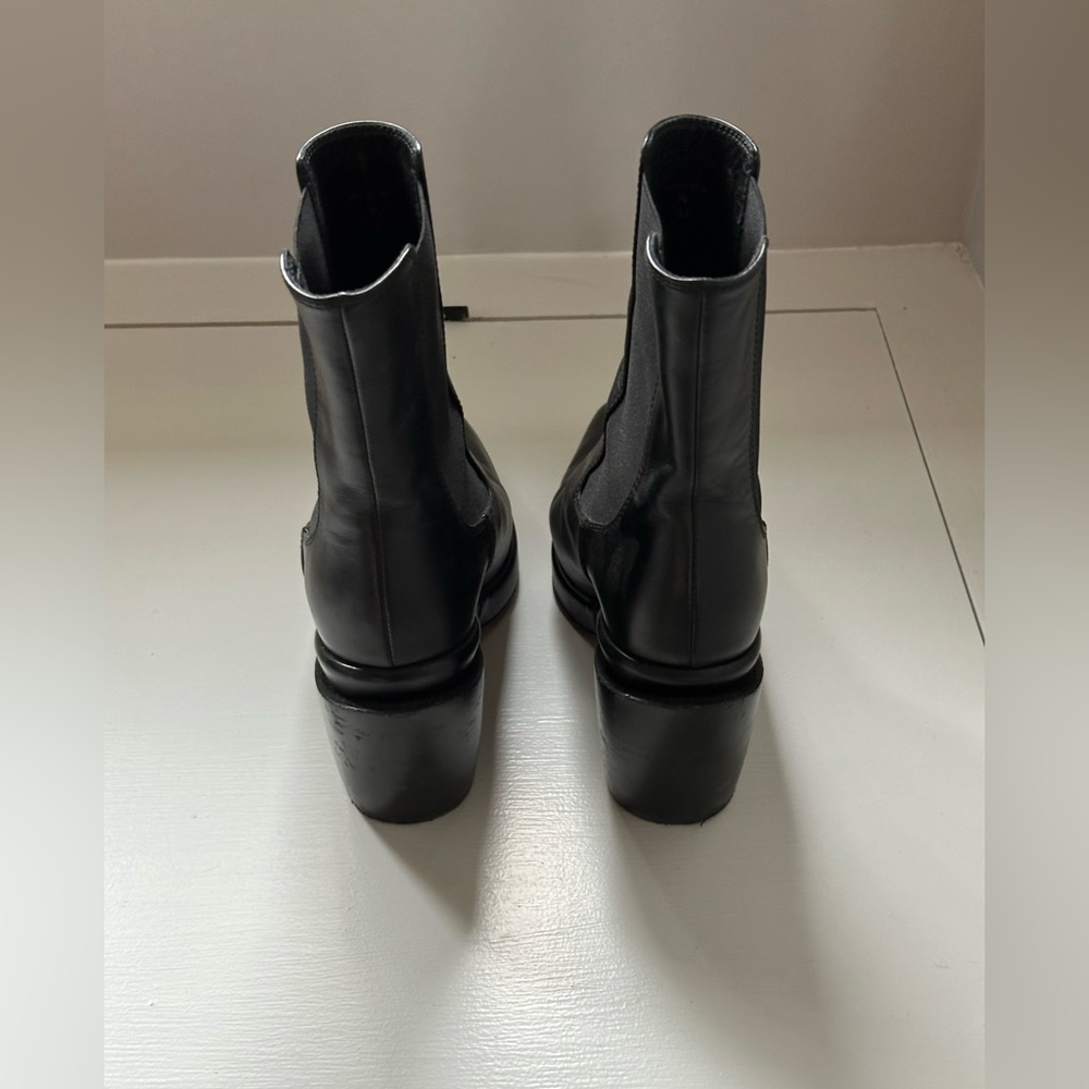 Frame Denim Black Leather Pointed Ankle Boots - Picture 6 of 9